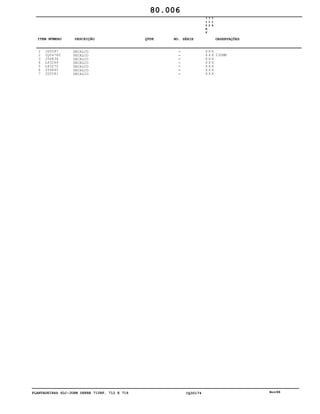 PLANTADEIRAS SLC-JOHN DEERE 710RF, 712 E 716 CQ30174 Nov98
1
2
3
4
5
6
7
JD5597
CQ04780
J56834
L63269
L63270
J56845
JD5581
DECALCO
DECALCO
DECALCO
DECALCO
DECALCO
DECALCO
DECALCO
7
1
0
R
F
7
1
2
7
1
6
X X X
X X X
X X X
X X X
X X X
X X X
X X X
230MM
80.006
-
-
-
-
-
-
-
ITEM NÚMERO DESCRIÇÃO QTDE OBSERVAÇÕESNO. SÉRIE
 
