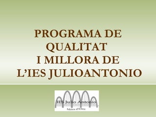 PROGRAMA DE QUALITAT  I MILLORA DE  L’IES JULIOANTONIO 