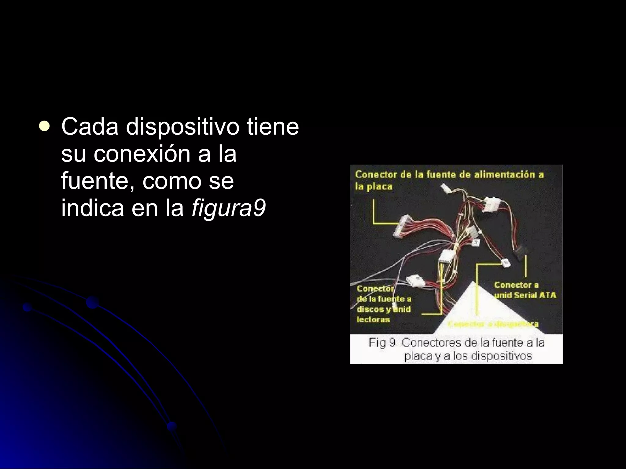 Cada dispositivo tiene su conexión a la fuente, como se indica en la  figura9 