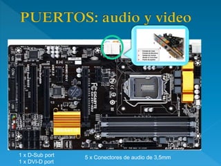 5 x Conectores de audio de 3,5mm1 x D-Sub port
1 x DVI-D port
 
