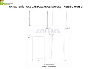 CARACTERÍSTICAS DAS PLACAS CERÂMICAS – NBR ISO 10545-2
 