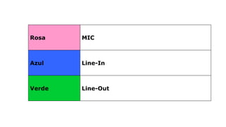 Rosa MIC
Azul Line-In
Verde Line-Out
 
