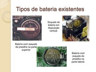 Conector de dispositivos USB (Universal Serial BUS)Placa mãe As diferentes placas mãe são provenientes de diferentes gerações. Antes do padrão ATX,  para os computadores IBM-PC, tínhamos os AT (AdvancedTechnology) presente nos computadores montados no período de 1983 até 1996. Um dos pontos cruciais para o avanço do padrão AT para o ATX é o fato do 1º ter um espaço interno reduzido, dificultando a instalação dos componentes e prejudicando a circulação de ar.
