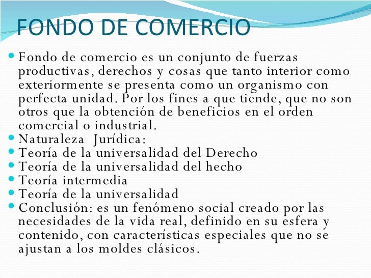 Fondo de Comercio Derecho Empresario