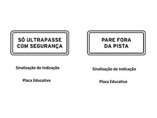 Sinalização de Indicação
Placa Educativa
Sinalização de Indicação
Placa Educativa
 