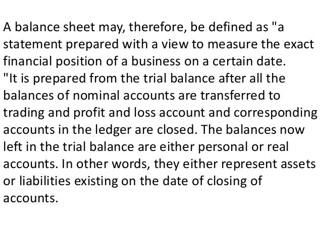 pl account balance sheet definitions of balance sheet