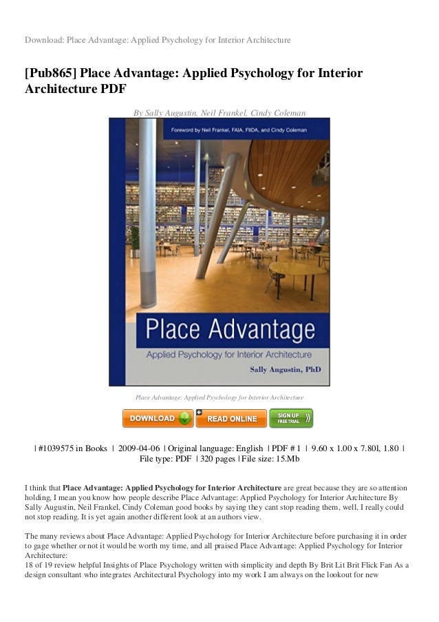 review place advantage applied psychology for interior architecture p