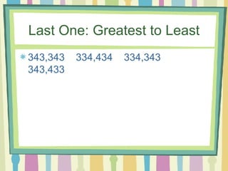 Last One: Greatest to Least 343,343  334,434  334,343  343,433 