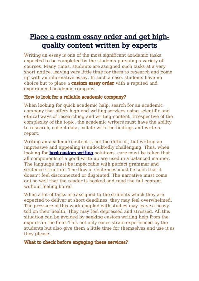 quality custom written essays