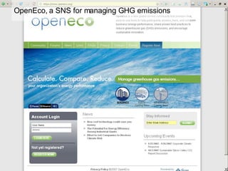 OpenEco, a SNS for managing GHG emissions 