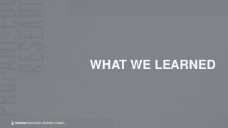 WHAT WE LEARNED
 