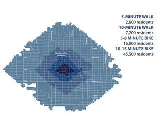 5-MINUTE WALK
2,600 residents
10-MINUTE WALK
7,200 residents
5-8 MINUTE BIKE
16,000 residents
10-15 MINUTE BIKE
45,500 residents
 