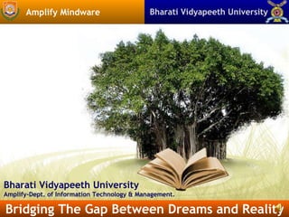 Bridging The Gap Between Dreams and Reality Bharati Vidyapeeth University  Amplify Mindware Bharati Vidyapeeth University Amplify-Dept. of Information Technology & Management. 