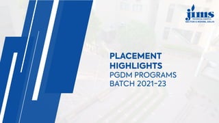 PLACEMENT
HIGHLIGHTS
PGDM PROGRAMS
BATCH 2021-23
 