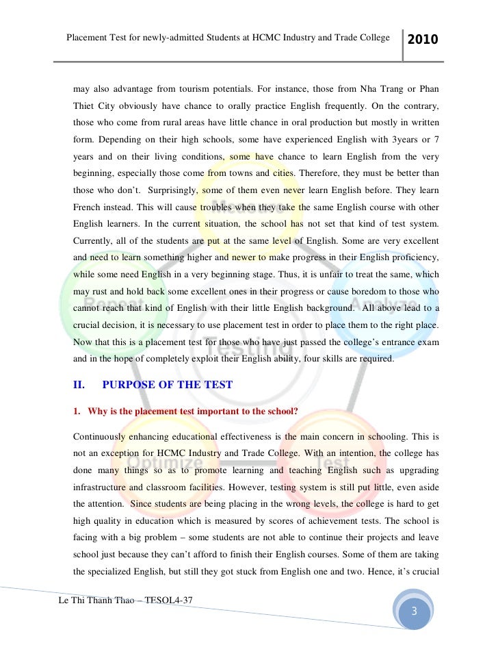 english placement test essay examples