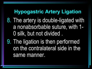 64
8. The artery is double-ligated with
a nonabsorbable suture, with 1-
0 silk, but not divided .
9. The ligation is then ...