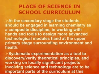 Place of science in school curriculum