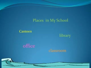 Places in My School

Canteen
                        library

  office
                  classroom
 