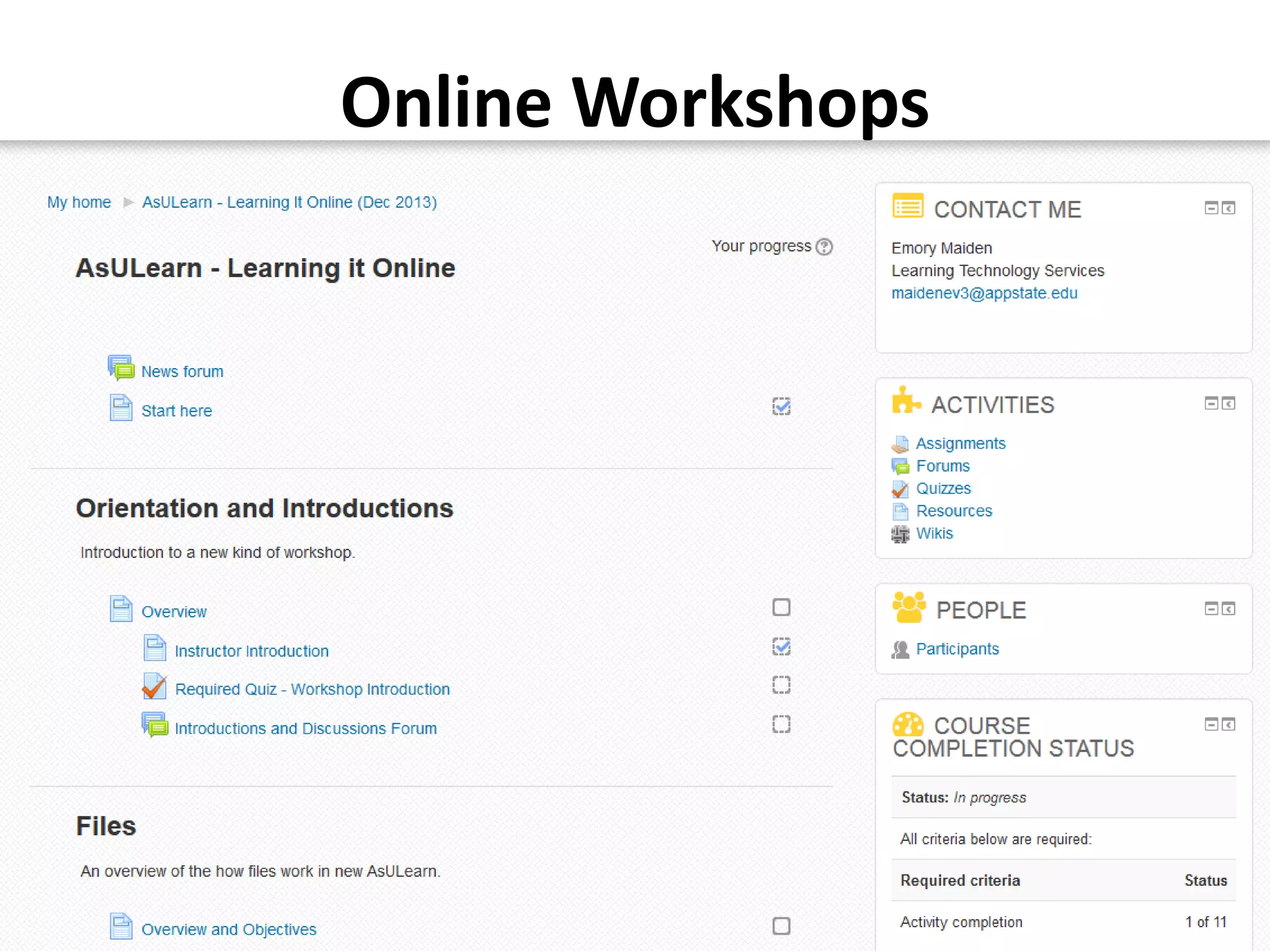Online Workshops