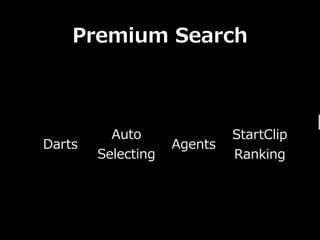 Premium ?Search



          Auto               StartClip
Darts               Agents
        Selecting            Ranking
 
