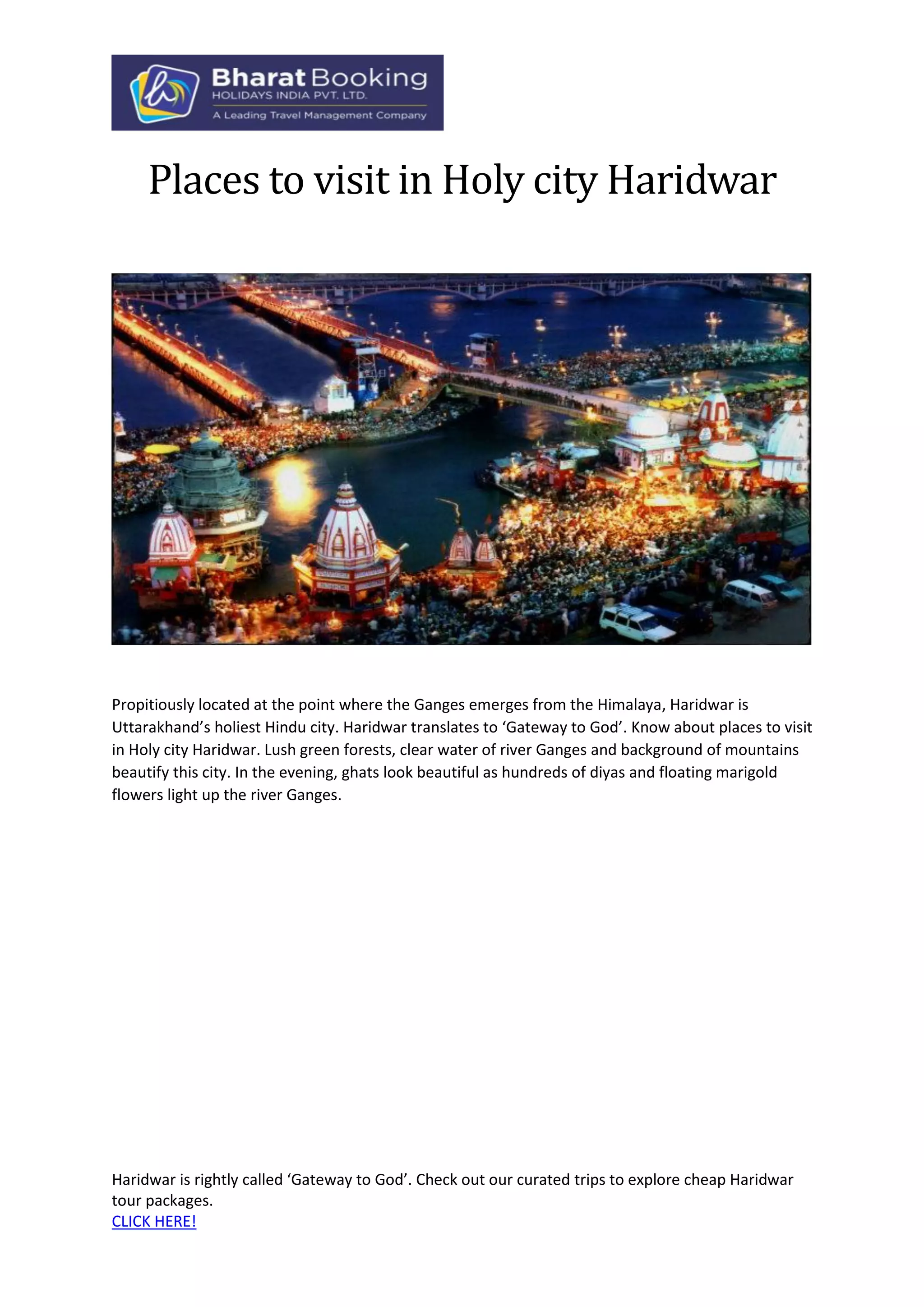 Places to visit in holy city haridwar | PDF