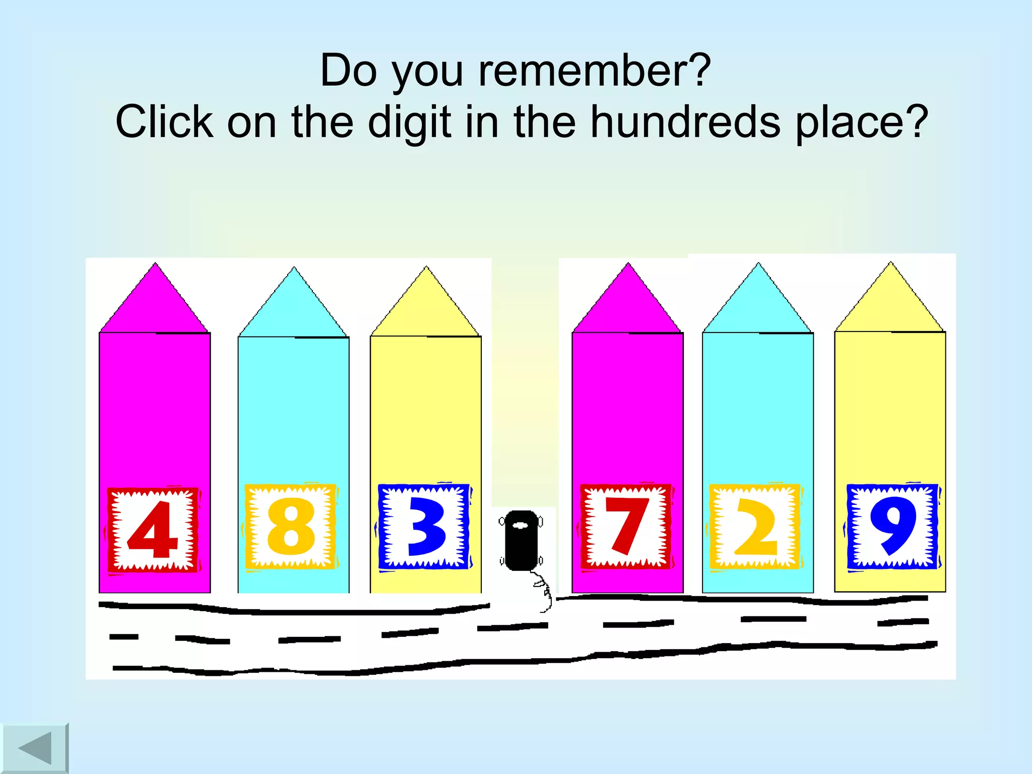 Do you remember?  Click on the digit in the hundreds place? 