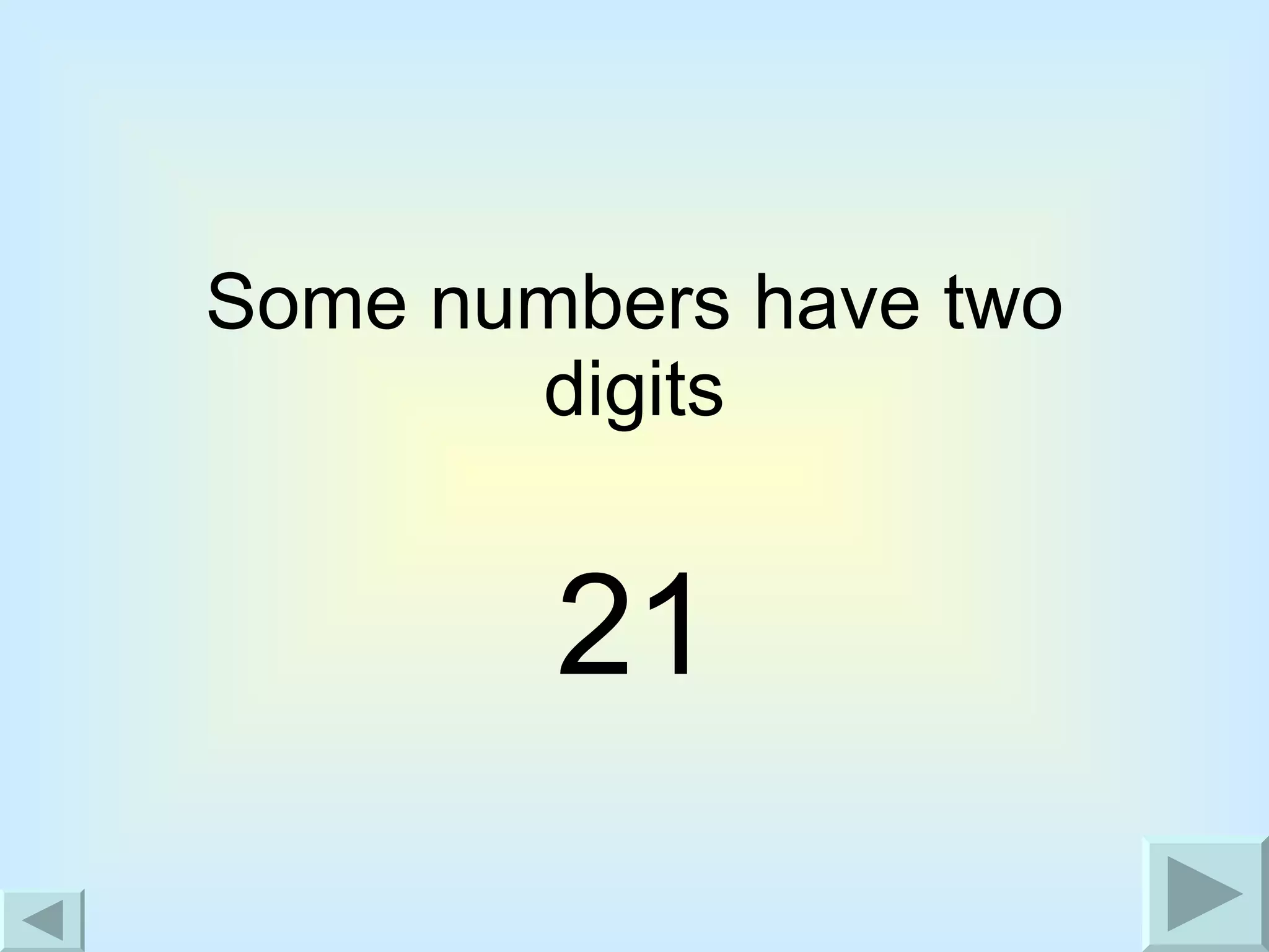 Some numbers have two digits 21 