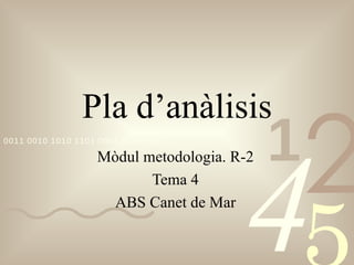 Pla d’anàlisis Mòdul metodologia. R-2 Tema 4 ABS Canet de Mar 