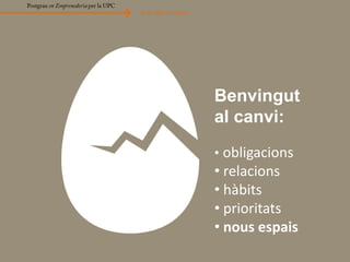 Postgrau en Emprenedoria per la UPCde la idea al negociBenvingutal canvi:obligacions