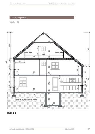 87MANUEL MODULAIRE PLAFONNAGE GENERALITES
Lecture de plans et métré 3. Plans de construction - documentation
3.3.2 Coupe B-B
Échelle: 1:75
 