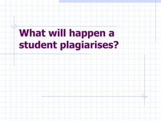 What will happen a student plagiarises?   