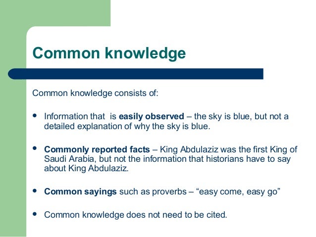 Does Common Knowledge Have To Be Cited KnowledgeWalls