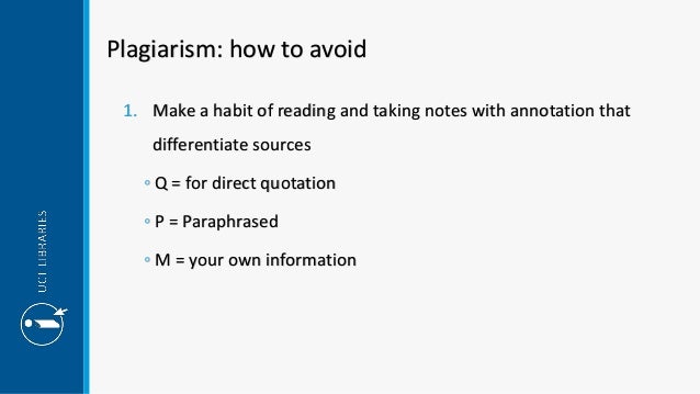Plagiarism and ways of avoiding