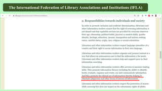The International Federation of Library Associations and Institutions (IFLA)
 