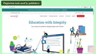 Plagiarism tools used by publishers
 