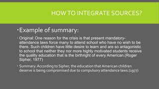 Source Integration Examples Plagiarism and apa style | PPTX