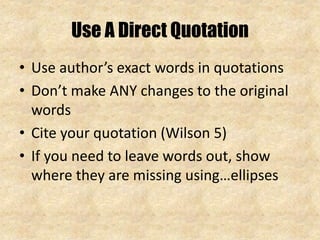 Plagiarism and paraphrasing | PPT
