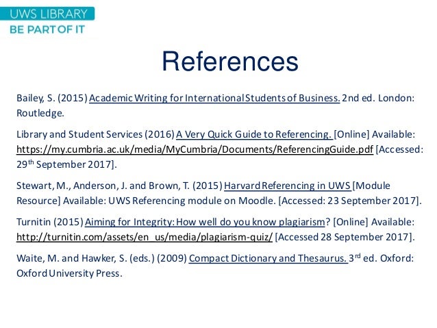 Plagiarism and referencing