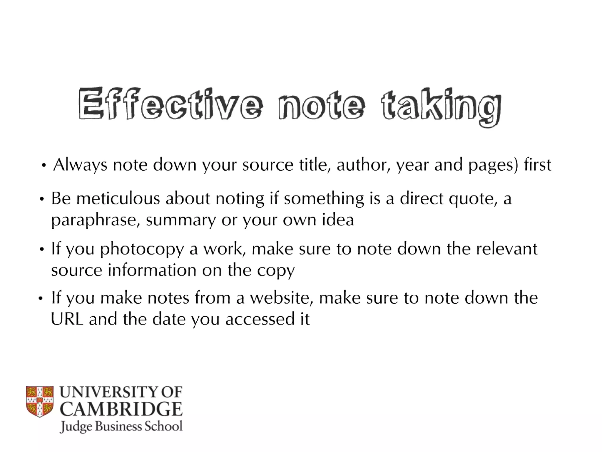 Referencing, integrity and plagiarism / Cambridge Judge Business School 2013