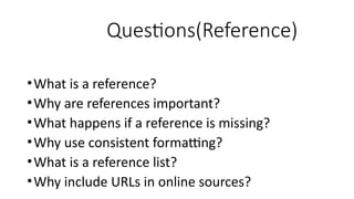 Reference Sources Questions Comprehensive Guide to Plagiarism, Citation, and References in Academic ...