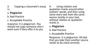 Plagiarism concept and quiz | PPTX
