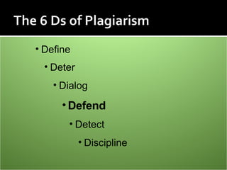<ul><li>Deter </li></ul><ul><li>Dialog </li></ul><ul><li>Defend </li></ul><ul><li>Detect </li></ul><ul><li>Discipline </li...
