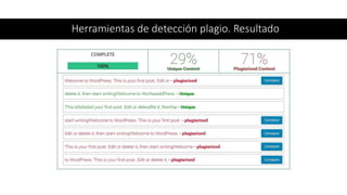 Herramientas de detección plagio. Resultado
 