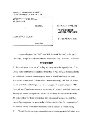 Subin Associates New York Defendants - Plaintiff Declaration