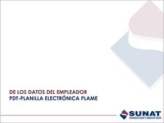 DE LOS DATOS DEL EMPLEADOR
PDT-PLANILLA ELECTRÓNICA PLAME
 