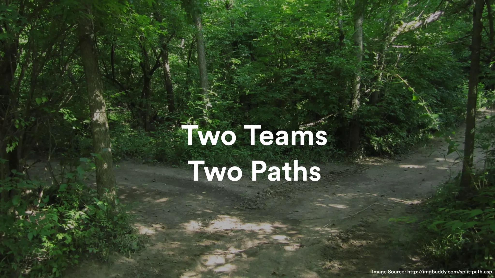 • Big cool statistic
• 2,56
9
• Add-Ons in Marketplace
Two Teams
Two Paths
Image Source: http://imgbuddy.com/split-path.asp
 