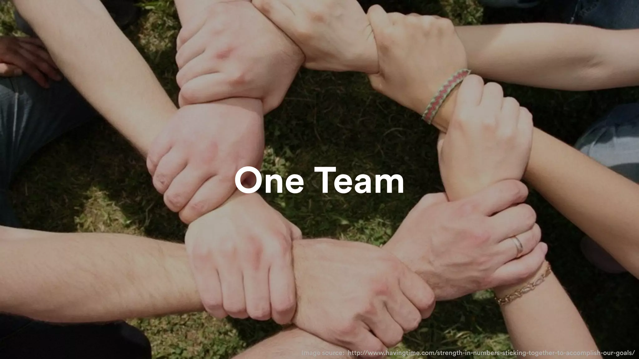 • Big cool statistic
• 2,56
9
• Add-Ons in Marketplace
Image source: http://www.havingtime.com/strength-in-numbers-sticking-together-to-accomplish-our-goals/
One Team
 