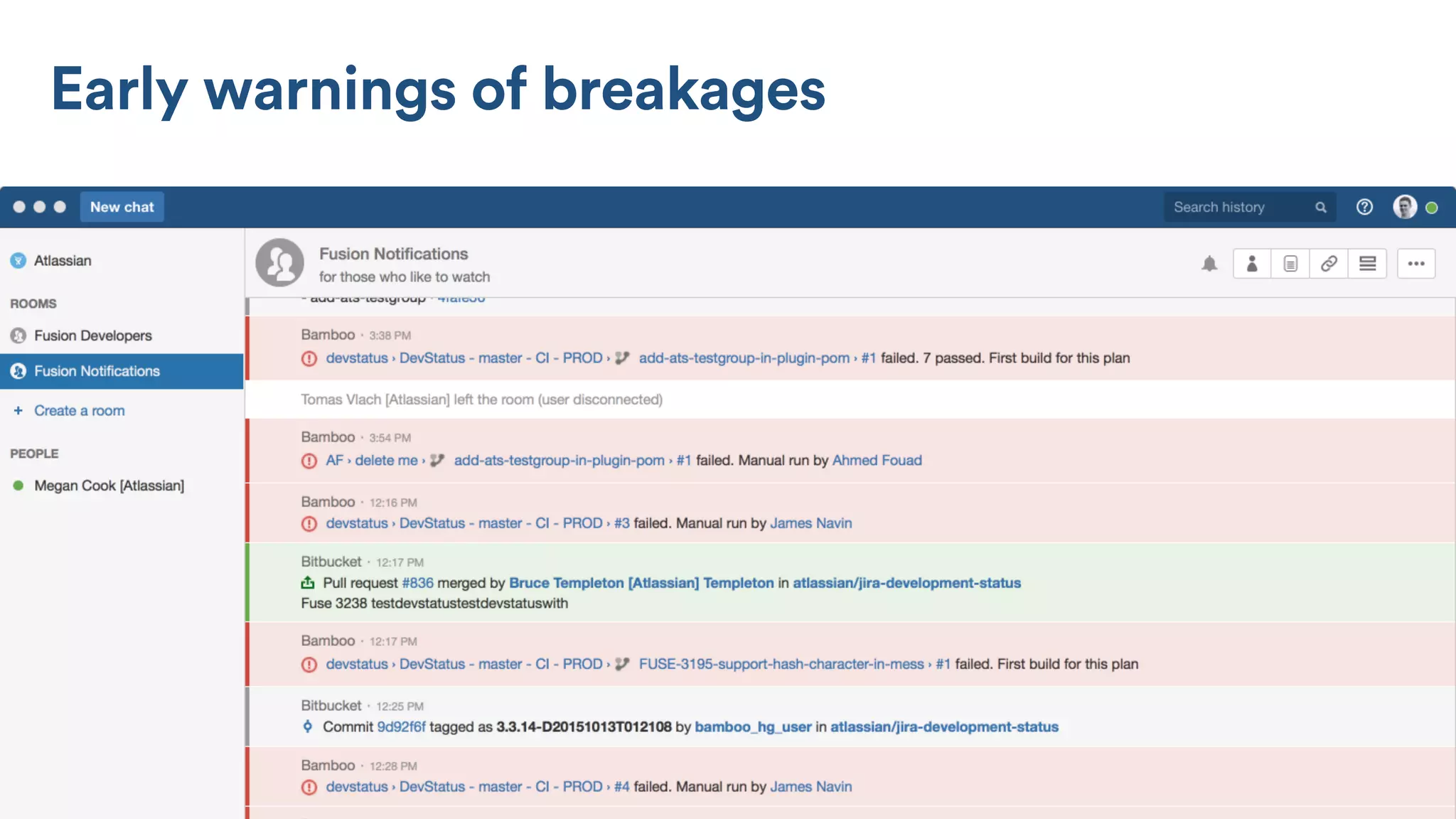 Early warnings of breakages
 