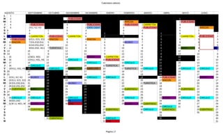 Calendario talleres



AGOSTO               SEPTIEMBRE          OCTUBRE        NOVIEMBRE        DICIEMBRE          ENERO              FEBRERO          MARZO            ABRIL           MAYO            JUNIO             JUL
L    1
M    2                                                   1 PUBLICIDAD                                                                                          1
Mi   3                                                   2                                                     1 RINCON                                        2 PUBLICIDAD
J    4                1 PUBLICIDAD                       3               1 PUBLICIDAD                          2 PUBLICIDAD    1 CARRETÓN                      3
V    5                2 K1, K2, K3                       4               2 CAFE CIENT                          3               2 PUBLICIDAD                    4               1 RINCON
S 6                   3                  1               5               3                                     4               3                               5               2
D 7                   4                  2               6               4                1                    5               4               1               6               3               1
L    8                5 CARRETÓN         3 PUBLICIDAD    7 CARRETÓN      5                2                    6               5               2               7 CARRETÓN      4 PUBLICIDAD    2
M    9 PUBLICIDAD     6 E11, E21, E22    4 RINCON        8               6 RINCON         3                    7               6               3               8               5               3
Mi  10 RINCON         7 E31,E32,E41      5               9               7                4                    8 MUSEO         7               4               9               6               4
J   11                8 E42,E51,E52      6              10               8                5                    9               8               5              10               7               5
V   12                9 E61,E62, M11     7 TURISTICA    11               9                6                   10               9               6              11 MAPA          8               6
S 13                 10                  8              12              10                7                   11              10               7              12               9               7
D 14                 11                  9              13              11                8                   12              11               8              13              10               8
L   15               12 M21, M31        10              14              12 2CONC          9 CARRETÓN          13              12               9              14              11               9
M   16               13 H11, H31, H51   11              15 CIRCULO      13               10 PUBLICIDAD        14              13              10              15              12              10
Mi  17               14                 12              16              14 CIRCULO       11                   15 CIRCULO      14              11              16              13              11
J   18               15 CIRCULO         13              17              15               12 TURISTICA         16              15              12              17              14              12
V   19 H11, H31, H51 16                 14 CIRCULO      18 MAPA         16 CAFE LITE     13                   17 TURISTICA    16 CIRCULO      13              18 CIRCULO      15 CIRCULO      13
S 20                 17                 15              19              17               14                   18              17              14              19              16              14
D 21                 18                 16              20              18               15                   19              18              15              20              17              15
L   22 K1, K2, K3    19 MUSEO           17              21              19 CIRCULO       16 CIRCULO           20              19              16 PUBLICIDAD   21              18 5CONC        16
M   23 E11, E21, E22 20                 18              22              20               17                   21              20              17 RINCON       22              19              17
Mi  24 E31,E32,E41 21                   19              23 MUSEO        21               18                   22              21 TURISTICA    18              23              20              18
J   25 E42,E51,E52 22                   20              24              22               19                   23              22              19              24              21              19
V   26 CUENTACU      23 MAPA            21              25              23               20                   24 CUENTACU     23              20              25 CUENTACU     22              20
S 27                 24                 22              26              24               21                   25              24              21              26              23              21
D 28                 25                 23              27              25               22                   26              25              22              27              24              22
L   29 CIRCULO       26 CIRCULO         24              28 CIRCULO      26               23                   27 CIRCULO      26              23 4CONC        28 CIRCULO      25 CIRCULO      23
M   30 E61,E62       27                 25              29 FIL          27               24                   28              27              24              29              26              24
Mi  31 M 11, M21, M3128 1CONC           26              30 CINE         28               25                   29 3CONC        28 CUENTACU     25              30              27              25
J                    29                 27                              29               26                                   29              26 CIRCULO      31              28              26
V                    30 CUENTACU        28                              30               27 CUENTACU                          30 CIRCULO      27 CUENTACU                     29 CUENTACU     27
S                                       29                              31               28                                   31              28                              30              28
D                                       30                                               29                                                   29                                              29
L                                       31 CUENTACU                                      30 CIRCULO                                           30                                              30
M                                                                                        31 CINE                                                                                              31



                                                                                            Página 17
 