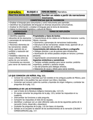 Plan 4to grado bloque iv - español | DOC